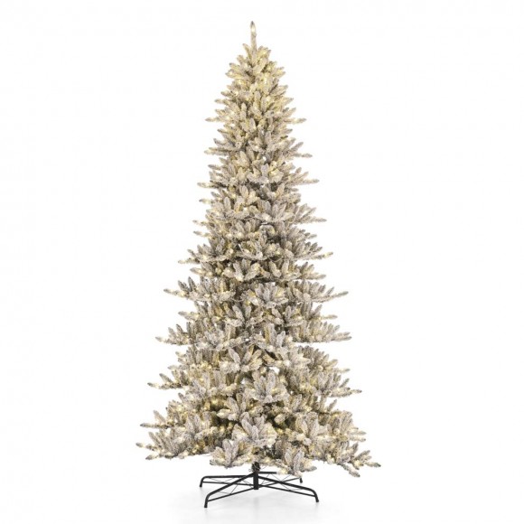 OFFICIAL Glitzhome 11ft Pre Lit Snow Flocked Slim Pine Artificial