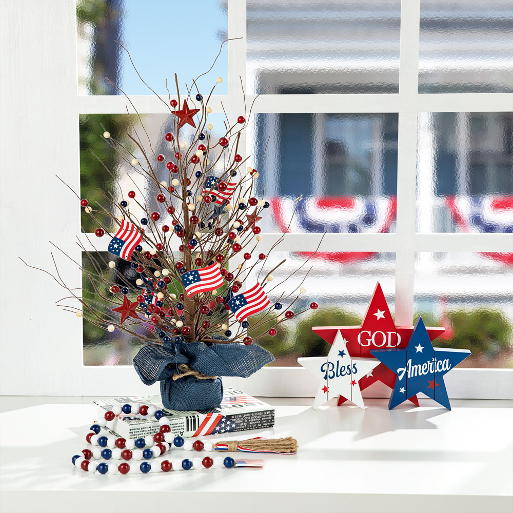 OFFICIAL Glitzhome 20 H Patriotic Americana Berry Table Tree